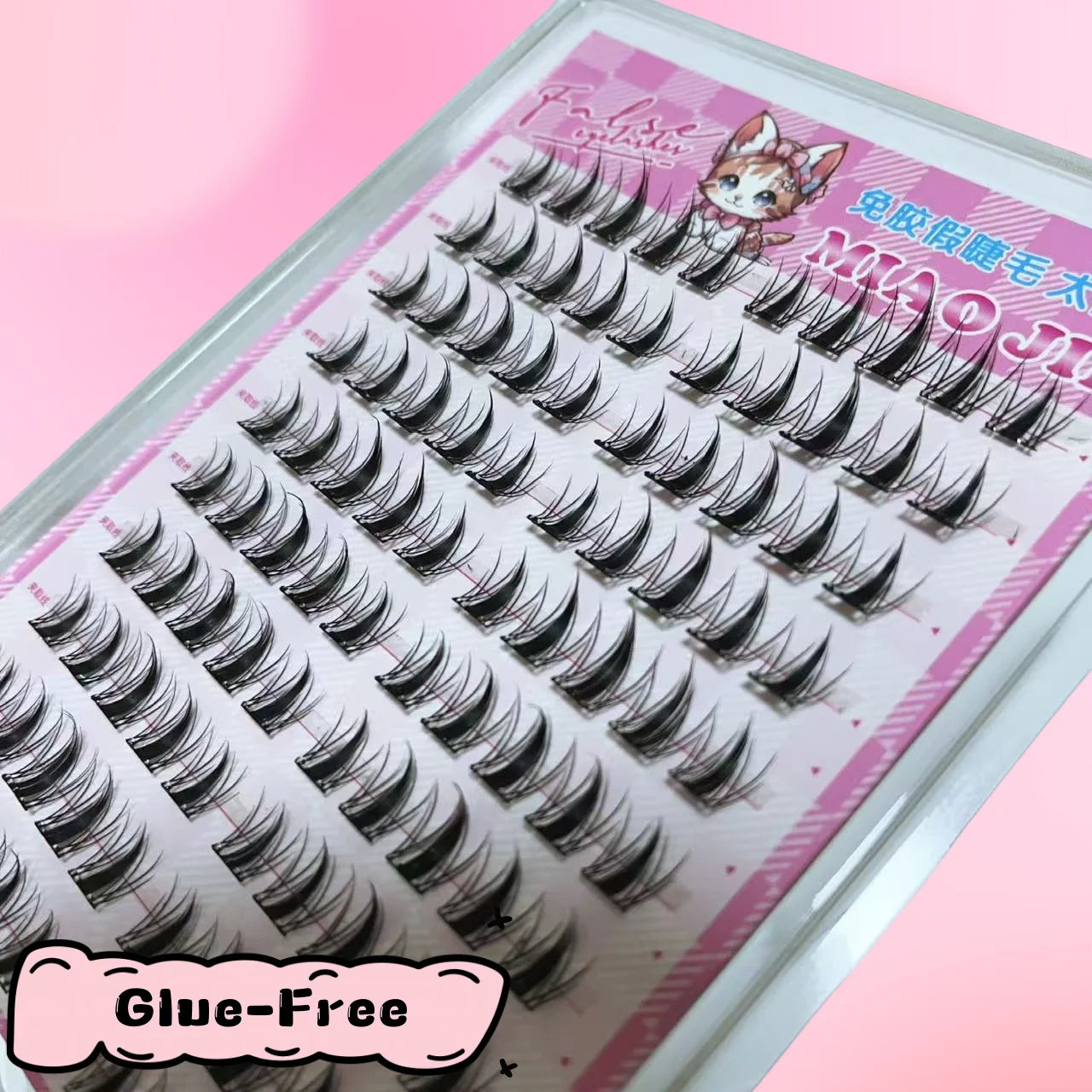 MIAOJIE DIY Self-Adhesive Cluster Lashes 10 Rows/Box, Glue-Free Manga Style Sectioned Eyelashes Natural Look