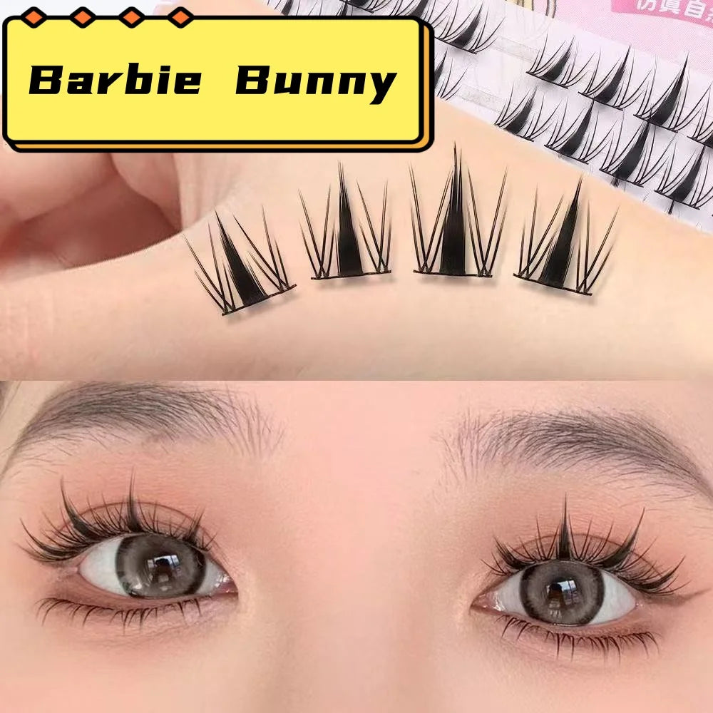 MIAOJIE DIY Self-Adhesive Cluster Lashes 10 Rows/Box, Glue-Free Manga Style Sectioned Eyelashes Natural Look