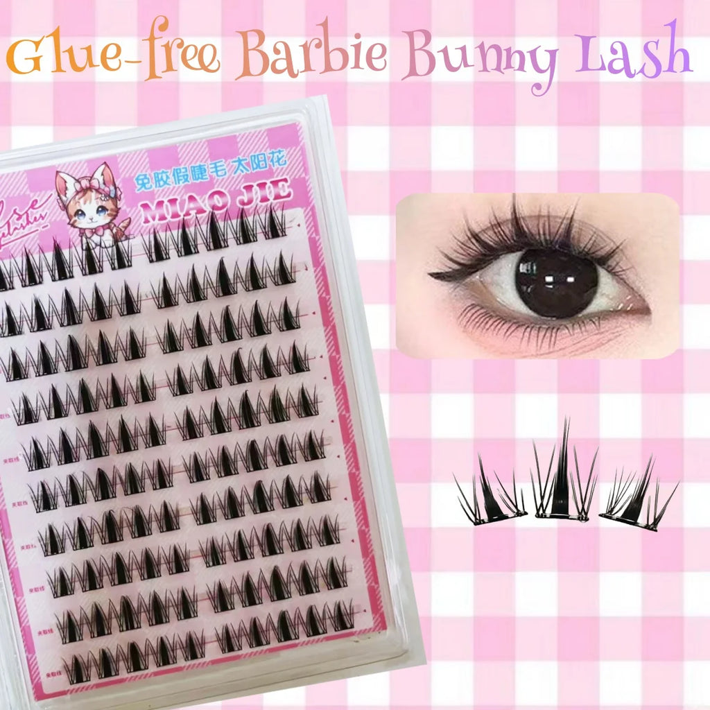 MIAOJIE DIY Self-Adhesive Cluster Lashes 10 Rows/Box, Glue-Free Manga Style Sectioned Eyelashes Natural Look