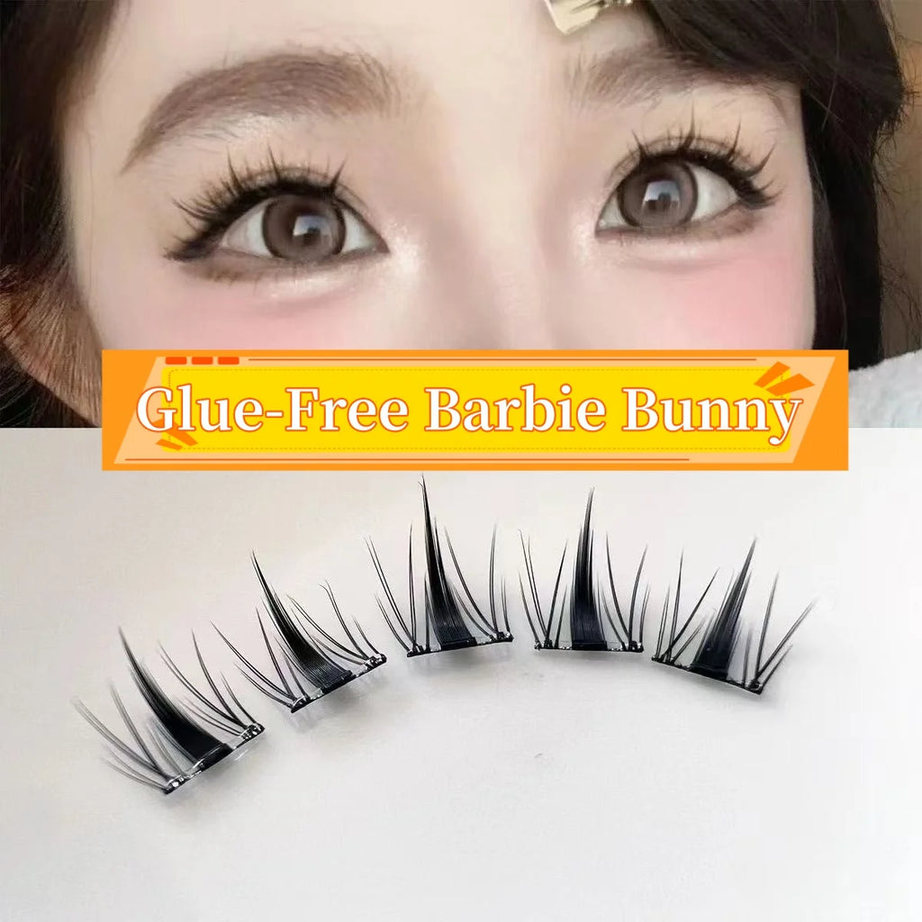 MIAOJIE DIY Self-Adhesive Cluster Lashes 10 Rows/Box, Glue-Free Manga Style Sectioned Eyelashes Natural Look