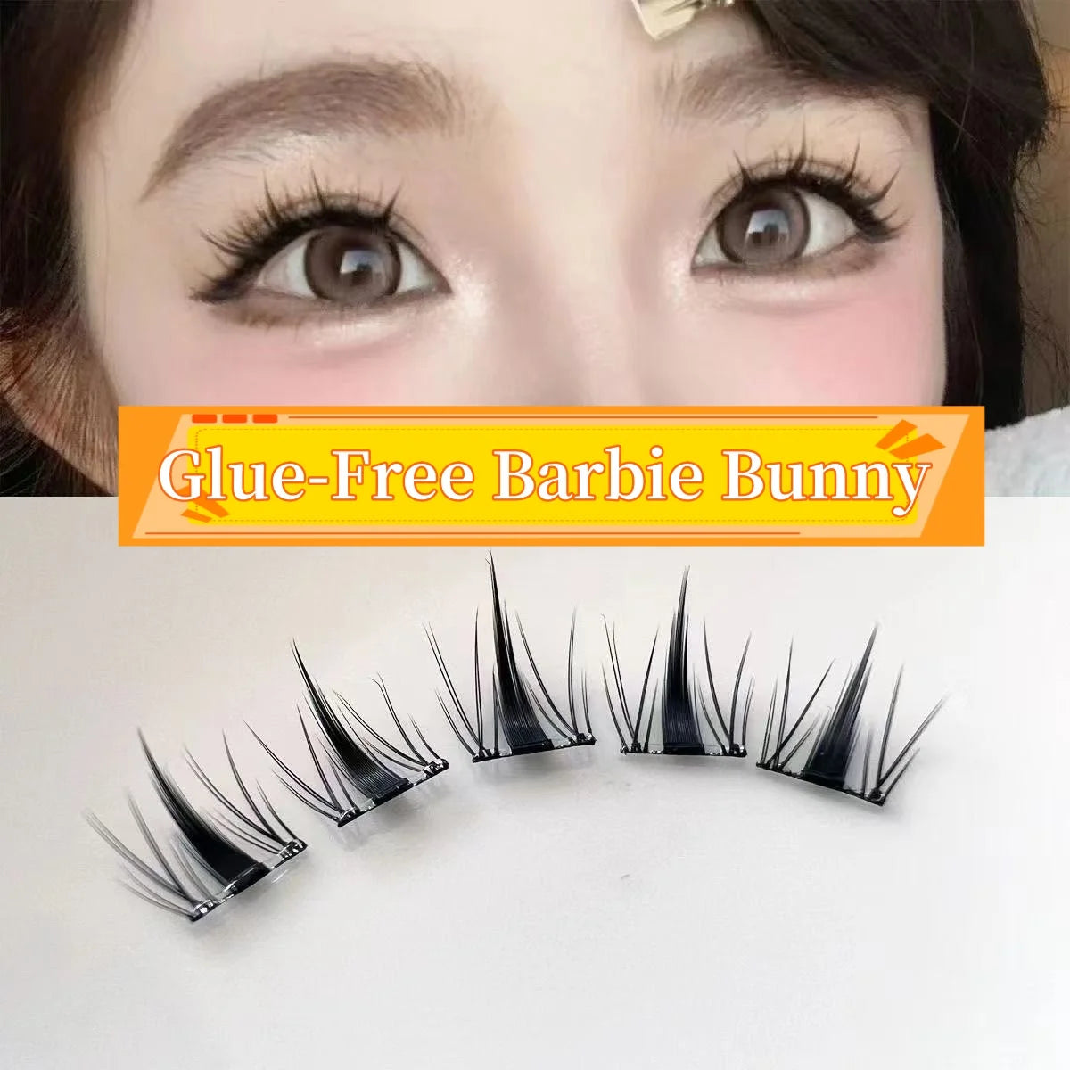 MIAOJIE DIY Self-Adhesive Cluster Lashes 10 Rows/Box, Glue-Free Manga Style Sectioned Eyelashes Natural Look